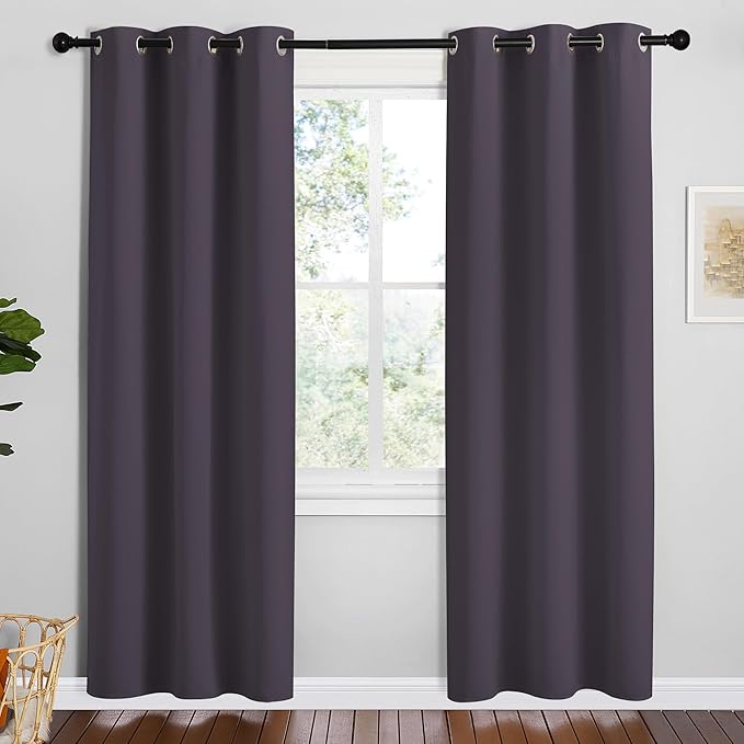 NICETOWN Greyish Purple Blackout Curtains 72 inches Length