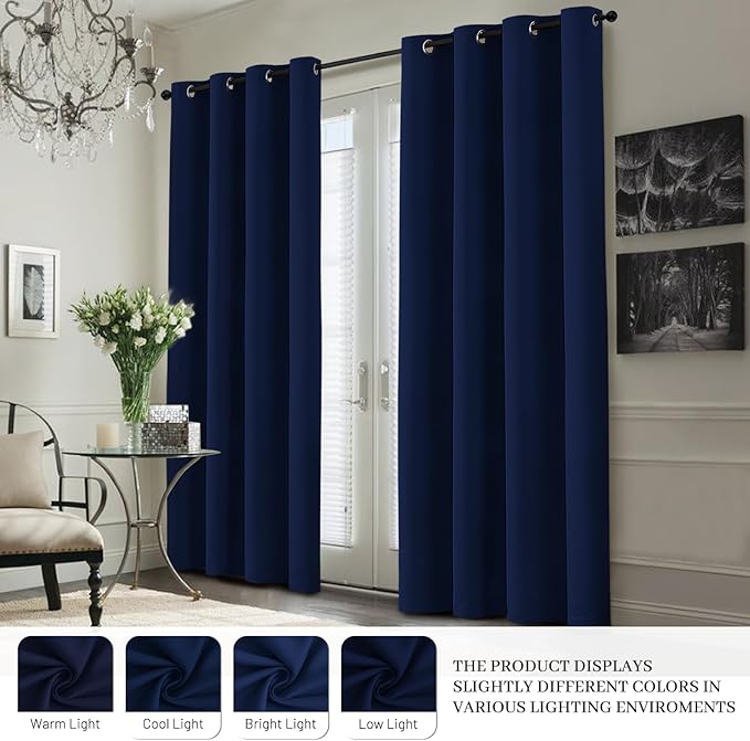 Yakamok 100% Blackout Curtain Panels 63 inches Cold and Light Blocking Drapes