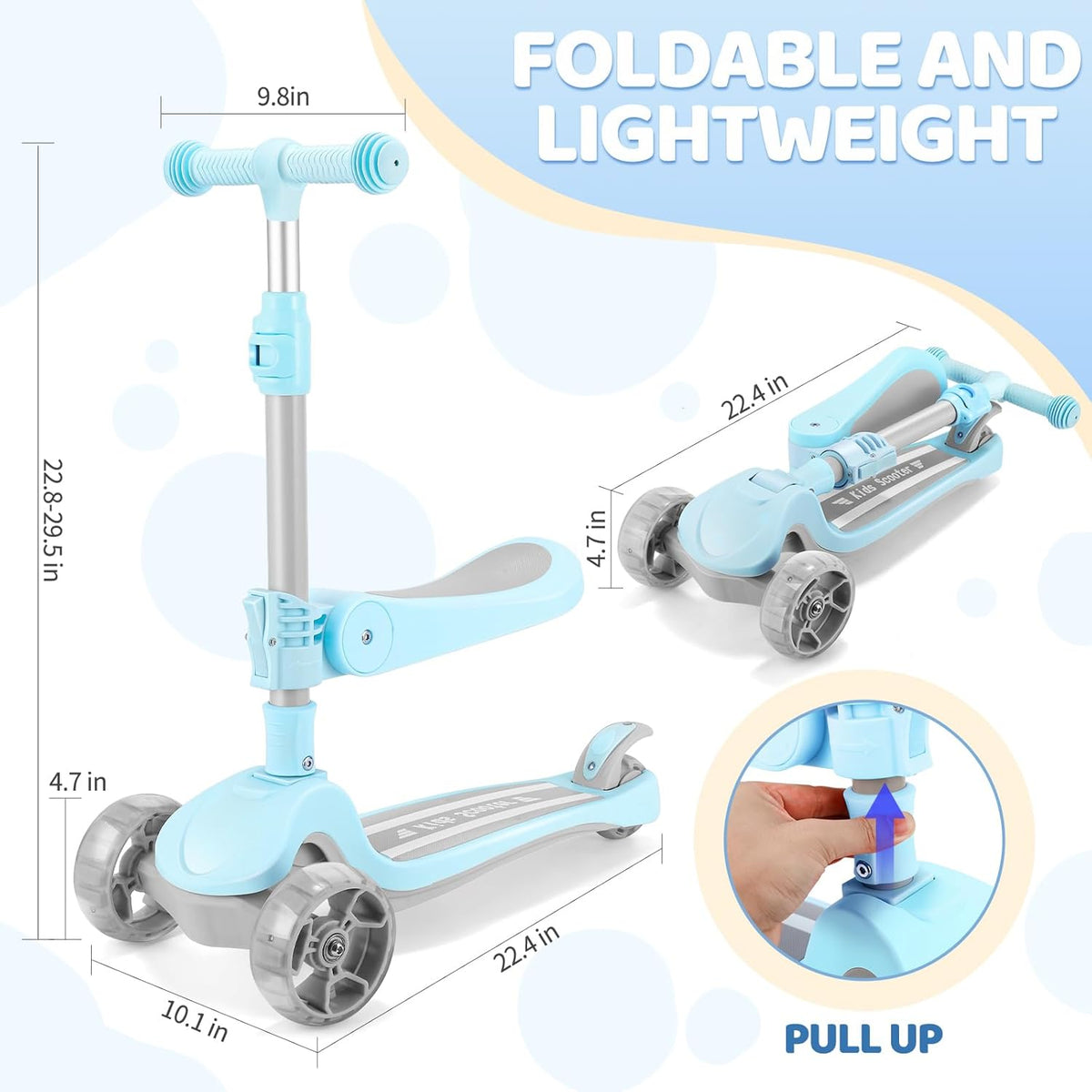 Skiennix Kids Scooter - 2-in-1 Kick Scooter with LED Light-Up Wheels | Adjustable Heights for Ages 2-8