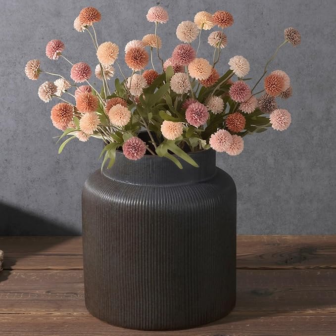 Rustic Vases for Decor, 6.7 inch Farmhouse Ceramic Vase for Flowers, Vintage Decorative Vase for Home Decor, Dining Table, Living Room, Shelf, Kitchen, Bedroom