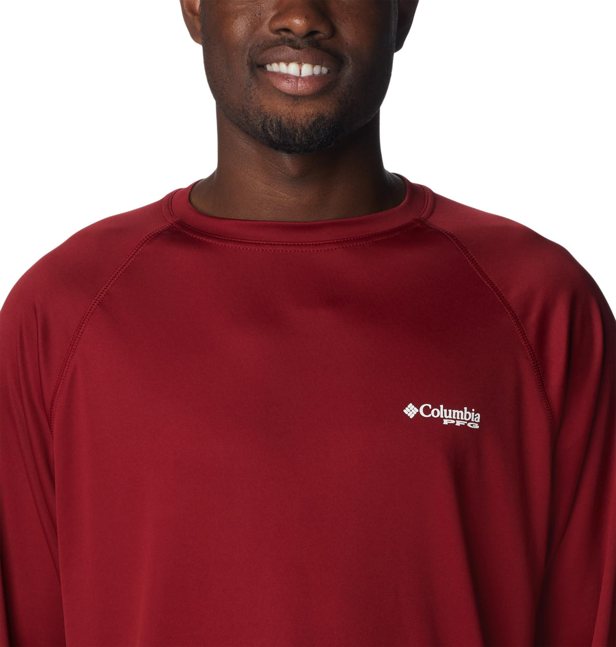 Columbia Men's PFG Terminal Tackle Long Sleeve Fishing Shirt, Beet/White Logo, X-Large Tall
