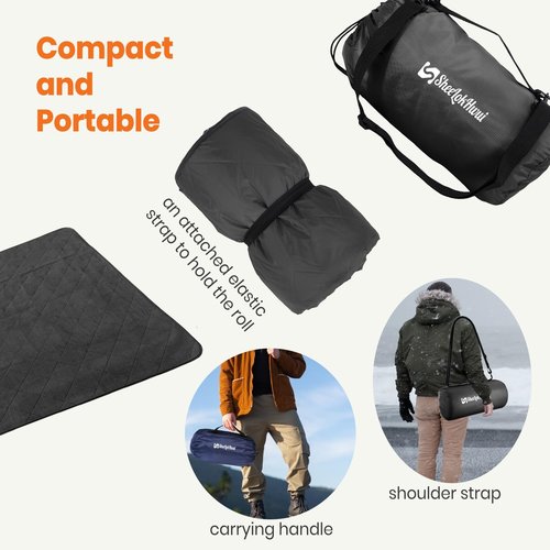 sheelokhwui 4-in-1 Large Outdoor Blanket - Waterproof & Windproof Thickened Warm Fleece Camping Blanket for Stadium, Hiking, Sporting Events - 81"x57", Packable (Dark Gray)