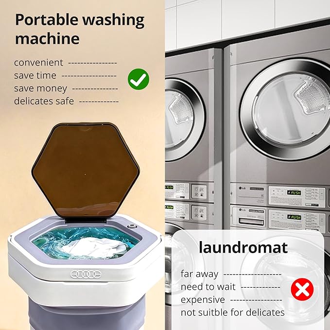 Portable Washing Machine, 16L Upgraded Mini Washer with Spin Basket Laundry Machine for Baby Clothes, Underwear, Socks; Ideal for Travel, Dorms, Camping (purple)