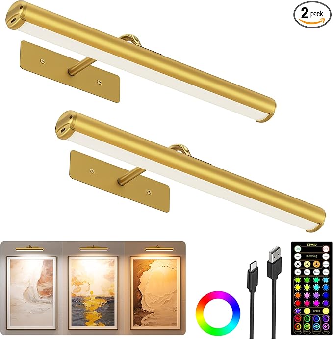 EZVALO 13in Picture Light for Wall, 4000mAh Rechargeable Art Light