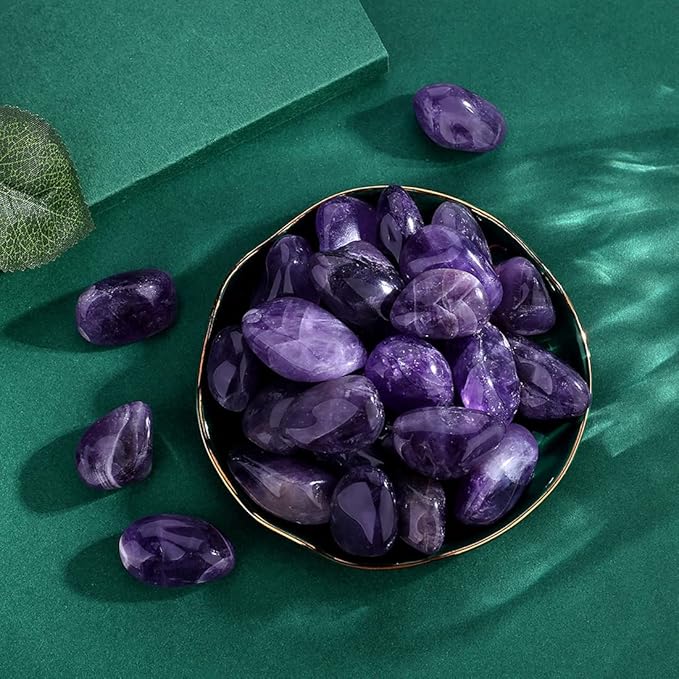 QINJIEJIE Amethyst Crystals (1000+ Carats) Tumbled Stone Bulk Polished Stones Large Crystal Reiki Healing Decoration 0.6-1" 200G
