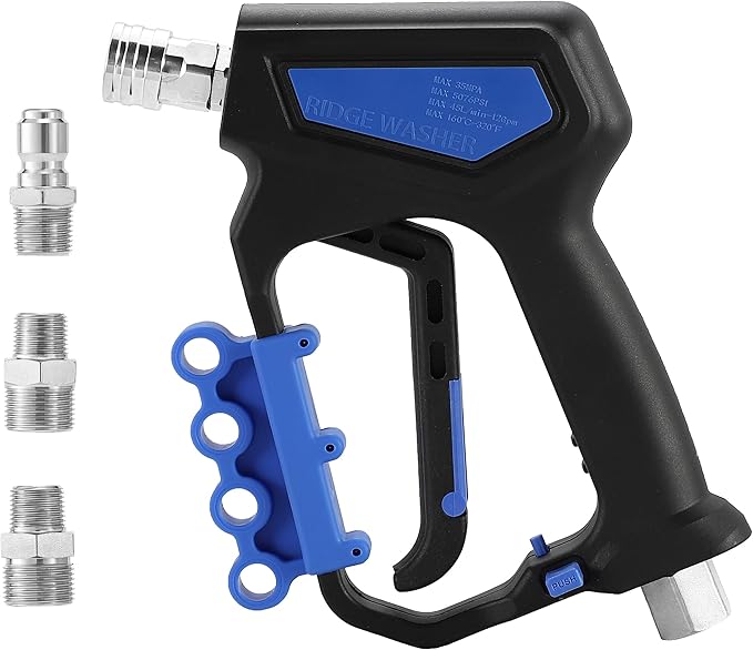 RIDGE WASHER Pressure Washer Gun Swivel, Power Washer Gun 5000 PSI with 1/4" Quick Connector, 12 GPM, 360°3/8 NPT Thread, M22-14mm and M22-15mm Fitting
