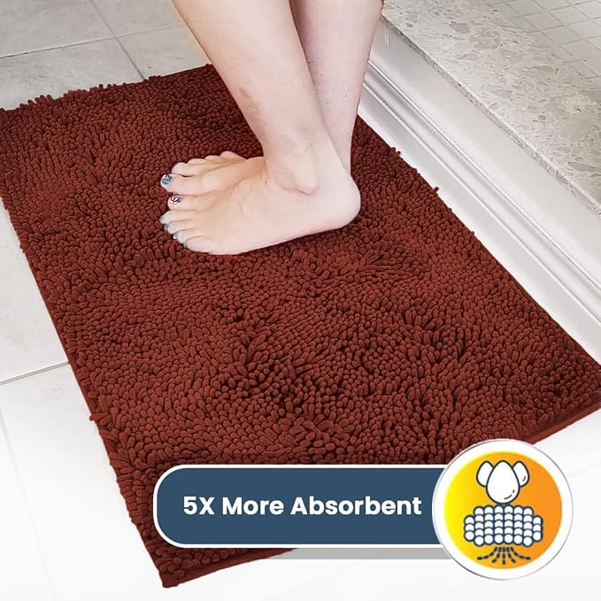 Muddy Mat® | Super Water Absorbent Door Mat Indoor, Microfiber Quick Dry Chenille Entryway Rug, Slip Resistant Front Door Mat, Indoor Mats for Entryway, Machine Washable Pet Rug, Brick Red 6ft x 9ft