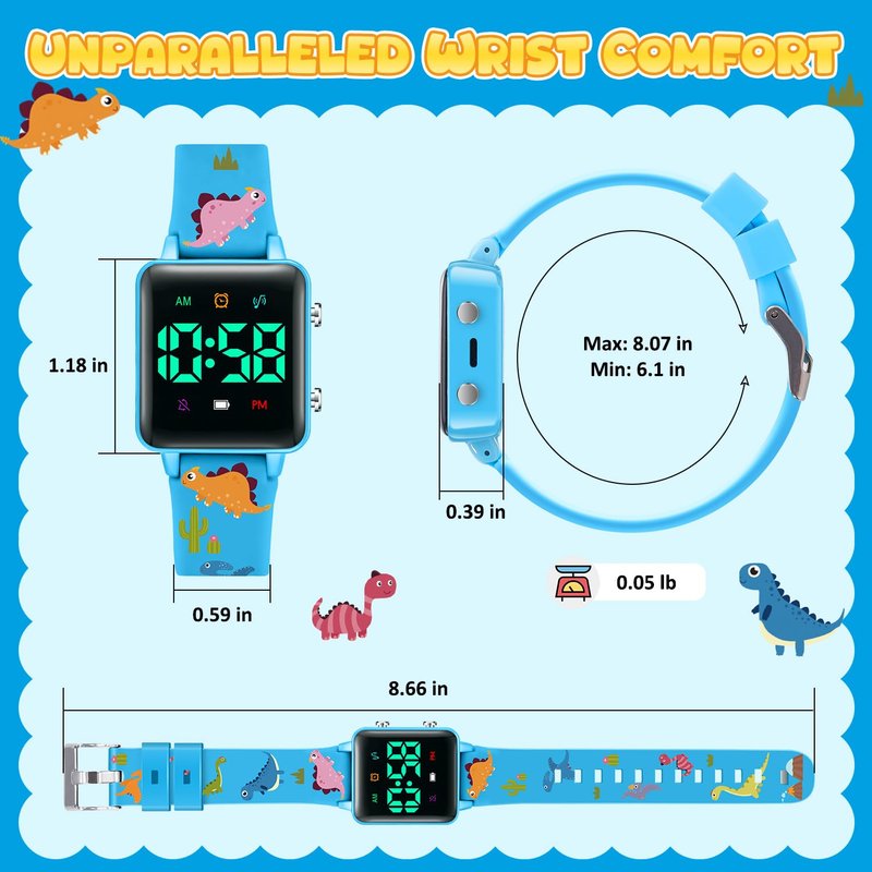 Timever Potty Training Watch for Kids 2-9, Upgraded Magnetic Charging Reminder Toddler Watch with Music/Vibration/Colorful Lights Countdown, Cute Silicone Strap Waterproof Digital Watch for Boys Girls