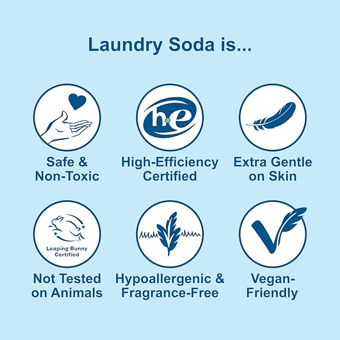 Nellie’s Laundry Soda – Concentrated Powder Detergent – 500 Load Bulk Format – Gentle, Fragrance-Free, Effective on Stains – Compatible with HE & Standard Machines, Septic Safe – Made in Canada