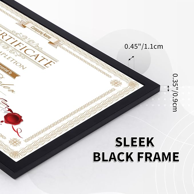 WIFTREY 16 Pack 8.5x11 Certificate Picture Frames, Multi 8.5 by 11 Photo Frame Bulk for Document Award, Wall Hanging or Tabletop Display, Black