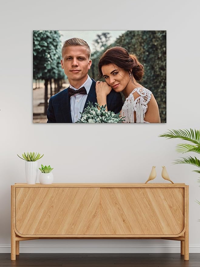Jovivi Custom Canvas Prints with Your Pictures - Personalized Photos Print,Wall Art Poster Canvas Printing Customized Photo Gifts for Wedding Family Pets Home Office Decor Frame 16x12