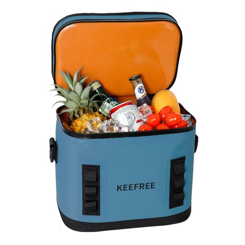 KEEFREE Soft Cooler 8 Cans,Insulated Bag Leakproof with Zipper for Lunch Drink Beverage Picnic Beach Hiking Fishing Camping Travel (Blue)