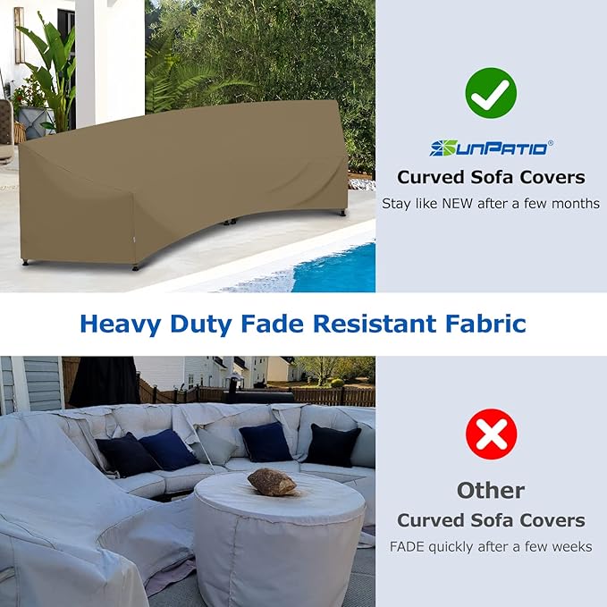 SunPatio Ourdoor Waterproof 120 Inch & 190 Inch Sectional Sofa Cover Bundle