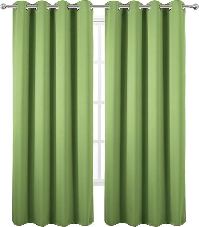 LEMOMO Light Green Thermal Blackout Curtains/52 x 108 Inch/Set of 2 Panels Room