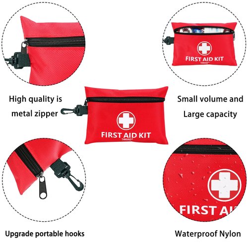 Mini First Aid Kit - 147 Piece Small First Aid Kit,with Rotatable Buckle Ideal for Cars, Schools, Sports, Homes, Travel, Camping, Hiking ﻿