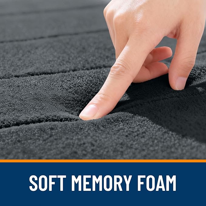 OLANLY Memory Foam Bath Mat 30x20, Super Soft Absorbent Bathroom Rugs, Quick Dry, Machine Washable Shower Floor Rugs, Bathmat Carpet, Bathroom Home Decor Accessories, Dark Gray