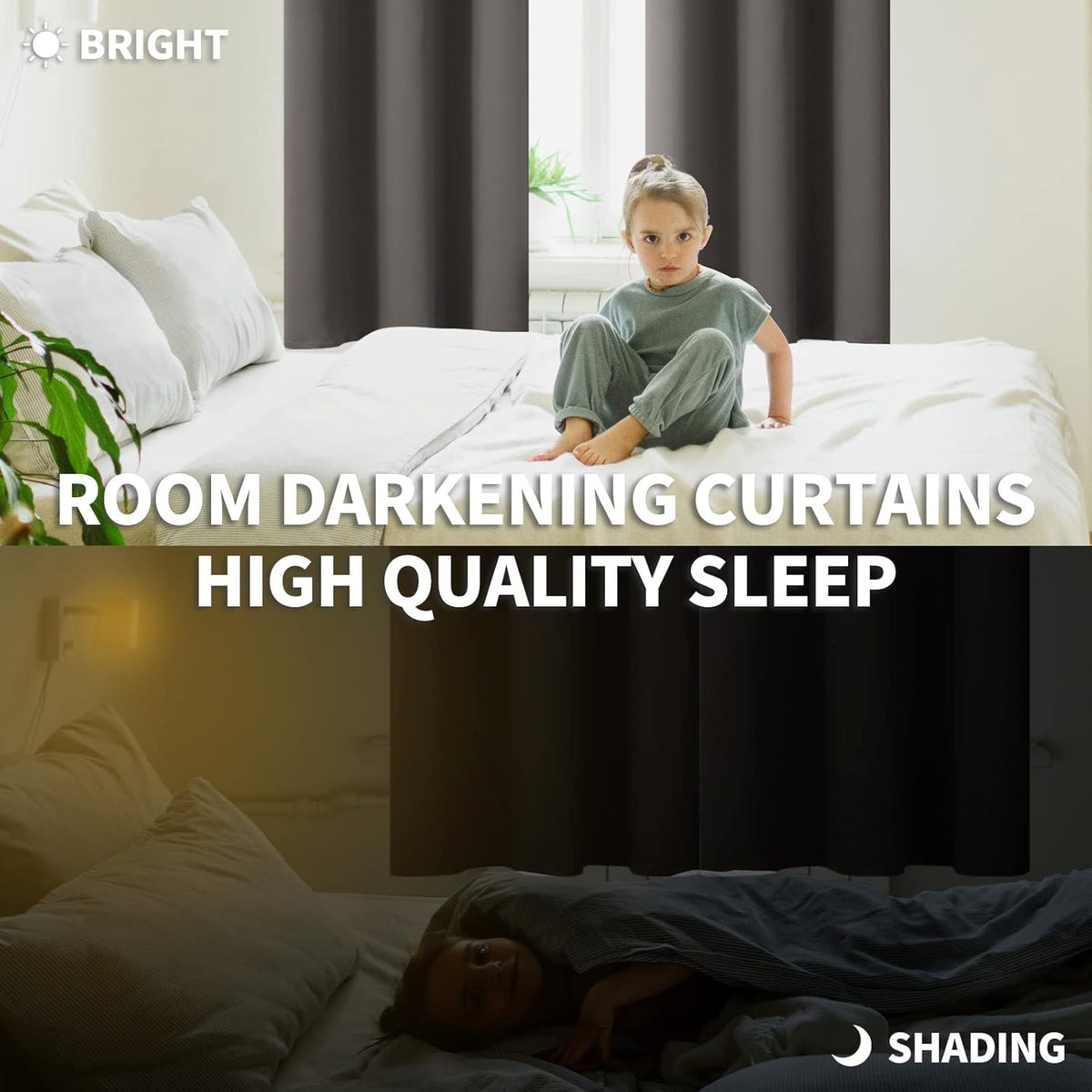 BGment Rod Pocket Blackout Curtains for Bedroom 54 Inches Length - Thermal Insulated Room Darkening Curtain for Living Room, 42 x 54 Inch, 2 Panels, Grey