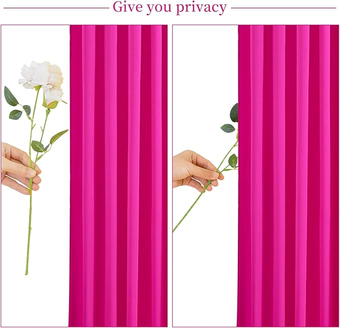 Fuchsia Backdrop Curtain for Parties Birthday Party Wrinkle Free Hot Pink Photo Curtains Backdrop Drapes Fabric Decoration for Wedding 5ft x 7ft,2 Panels