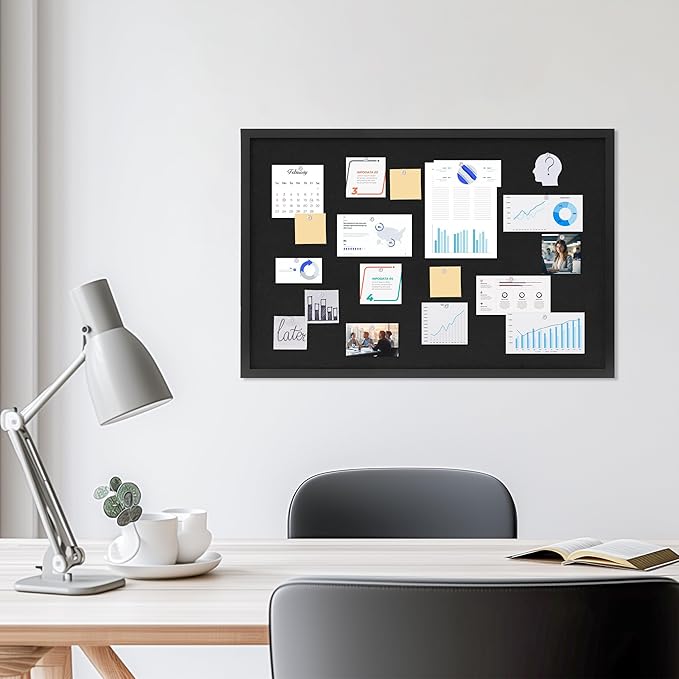 DAHAPYBOO Cork Board with Linen Black, Bulletin Board 30"x20", Corkboards