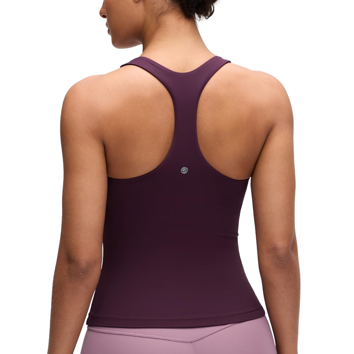 CRZ YOGA Butterluxe Workout Racerback Tank Tops for Women - Padded Athletic Spandex Yoga Shirts with Built in Bra Deep Purple XX-Small