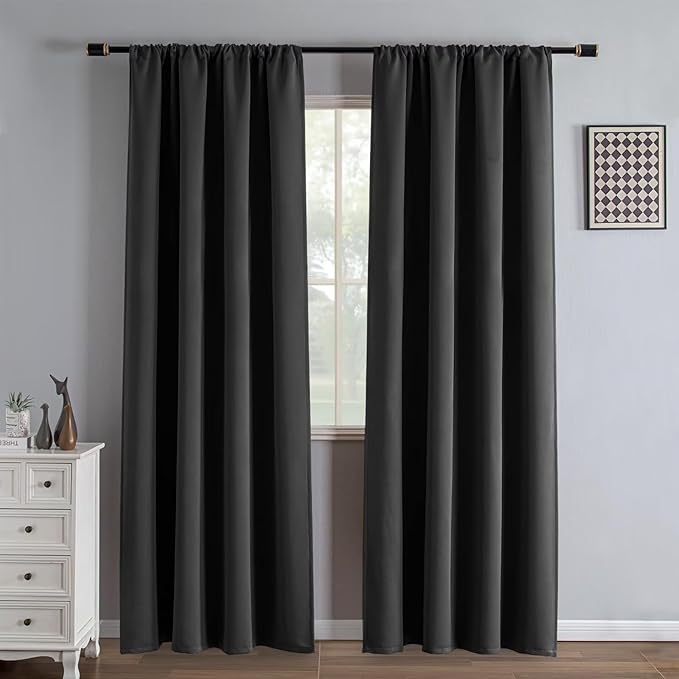 IGEMAEVE Blackout Curtains 84 Inch Length 2 Panels Set, Rod Pocket Energy