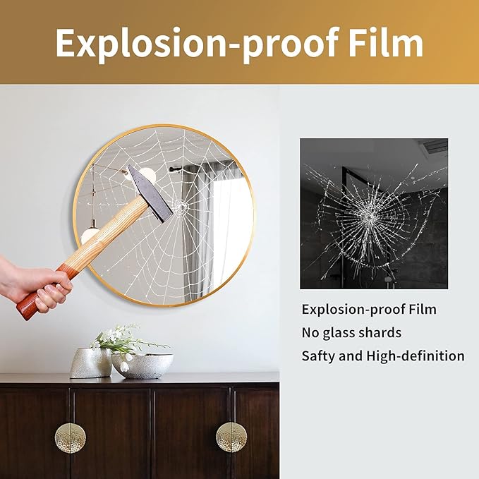 HARRITPURE Round Mirror 19.6" Gold Wall Mounted Circle Mirror