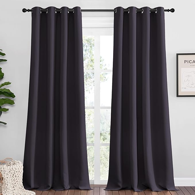 NICETOWN Greyish Purple Blackout Curtains 90 inches Length