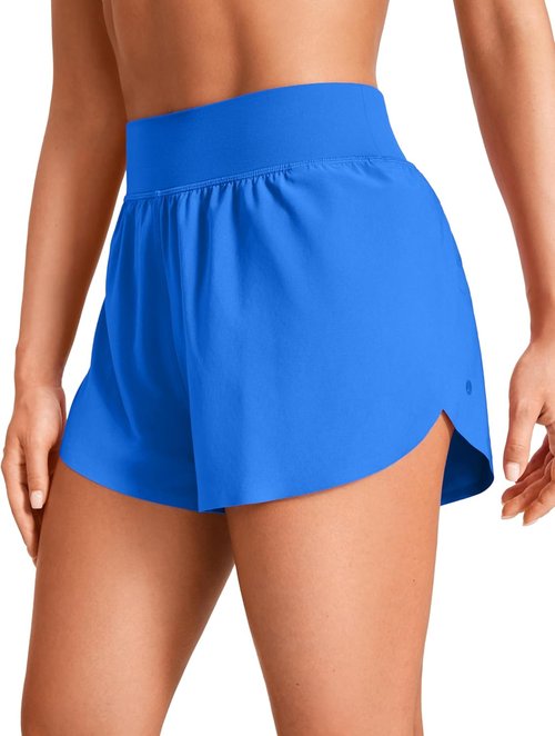 CRZ YOGA High Waisted Running Shorts - Comfy Mesh Liner for Women | Quick Dry Athletic Gym Wear
