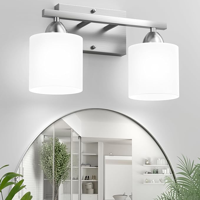 Bathroom Lighting Fixtures Over Mirror Brushed Nickel, Anti-Rust 2-Light