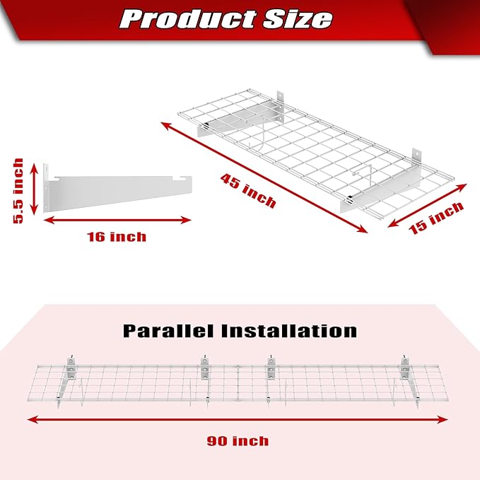 WALMANN 2 Pack Garage Wall Shelves, 45x15 inch Wall Mounted Storage Shelves
