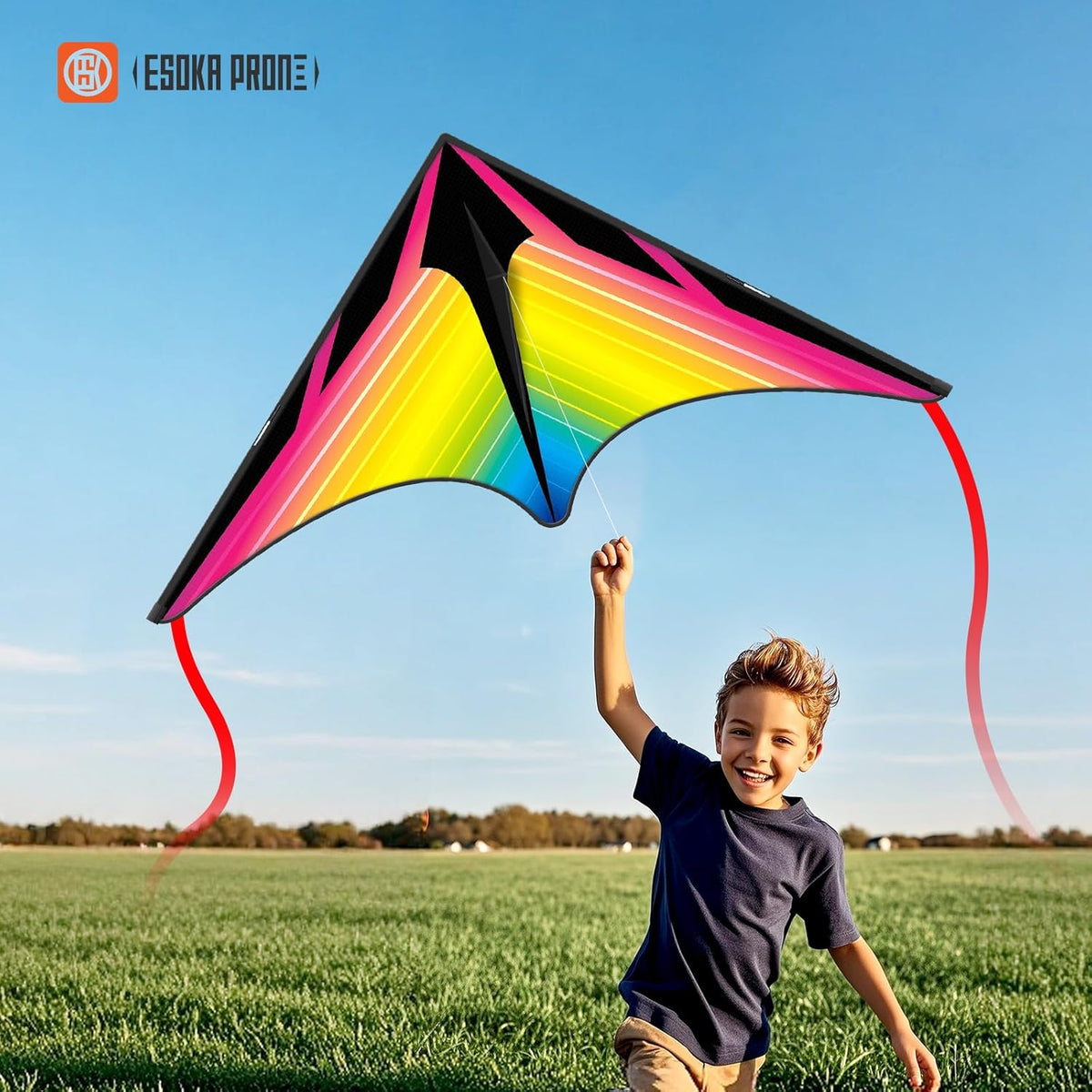 QC Grassland Kites - Easy to Fly Beach Kites for Kids & Adults | Perfect Gift for Ages 4-8, Includes 328ft String