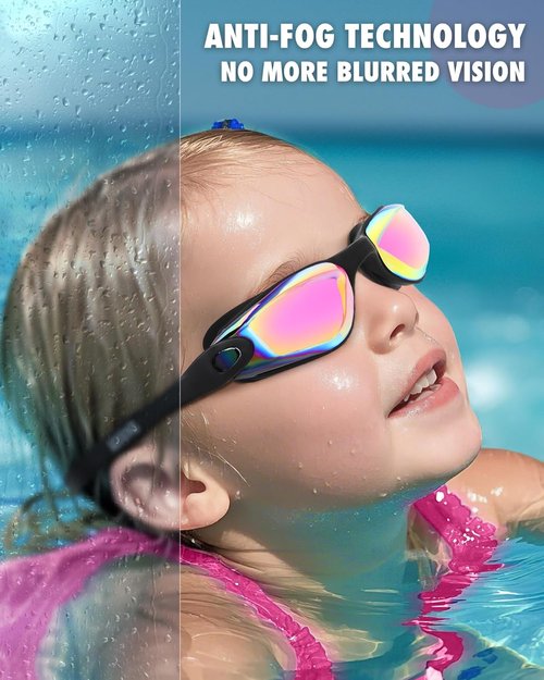 Aegend Kids Swim Goggles - Pack of 2 Comfortable Swimming Goggles for Ages 3-14 | Boys & Girls