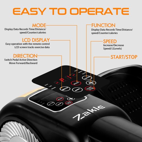 Zakle Under Desk Elliptical Machine, Ellipse Leg Exerciser w/Remote Control & 12 Adjustable Speeds, Noiseless Ellipse Leg Exerciser, Fully Assembled Elliptical Training Machine (Silvery)