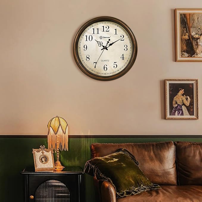 Geevon Retro Silent 18 Inch Wall Clock Non Ticking, Vintage Clock Quartz