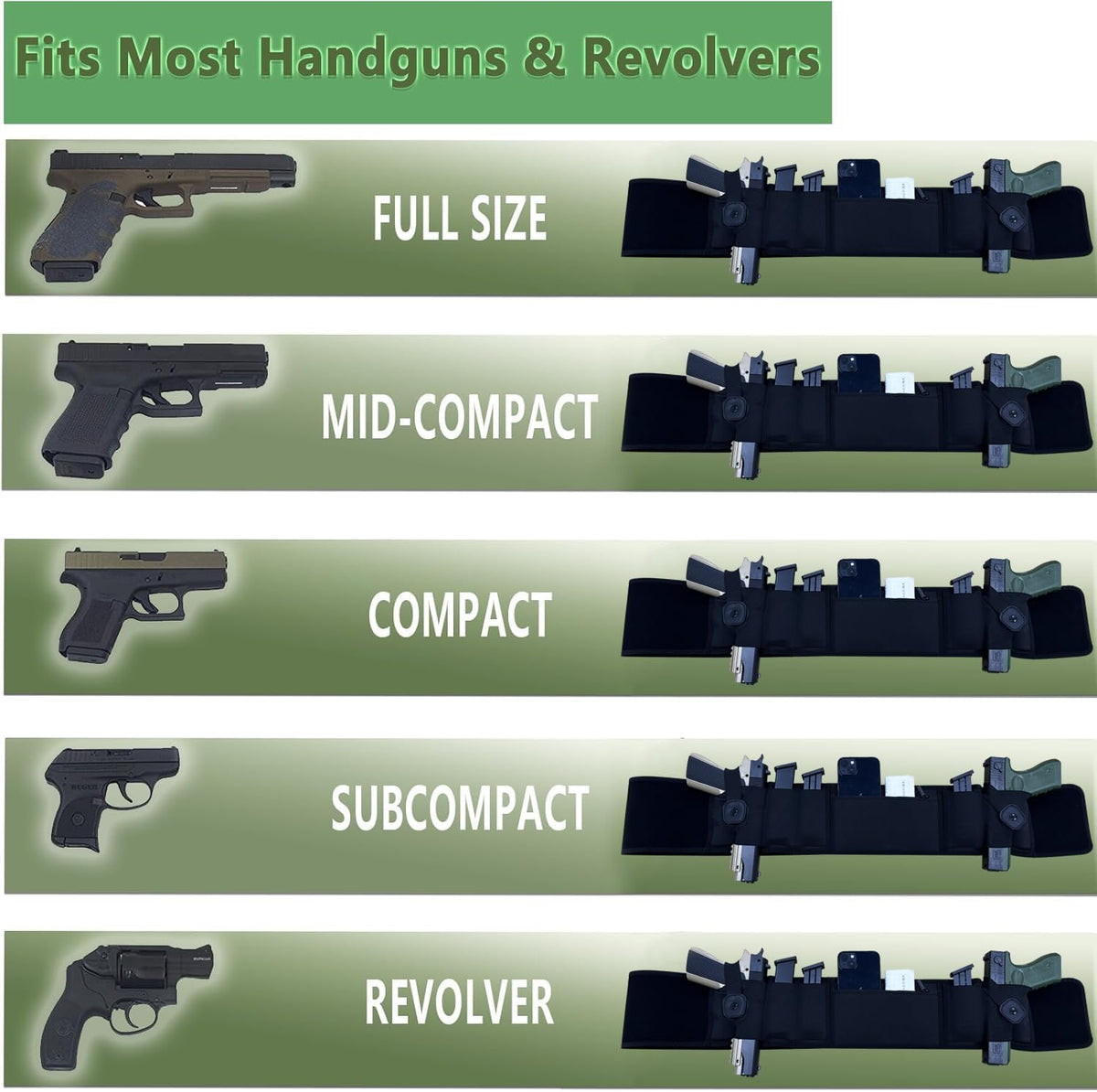 3-in-1 Holster by [Brand Name] - Comfortable Neoprene Waistband for Glock, Smith & Wesson, Taurus & More - Fits Most Pistols & Revolvers