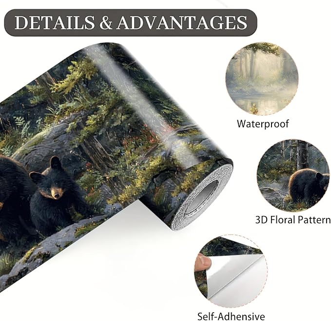 Forest Bear Wallpaper Border 196x4 Inch Peel and Stick Wall Border Self