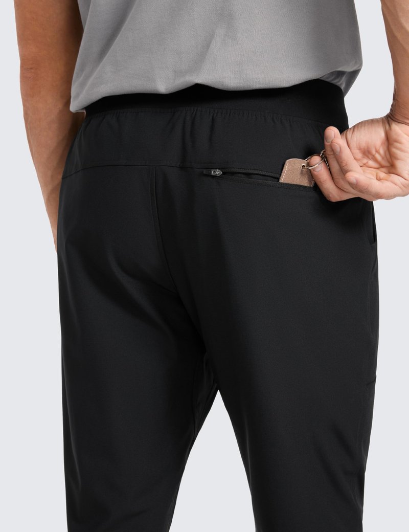 CRZ YOGA All Day Comfy Pull-On Golf Joggers for Men 30" - Quick Dry Lightweight Work Casual Pants with Pockets Black Large