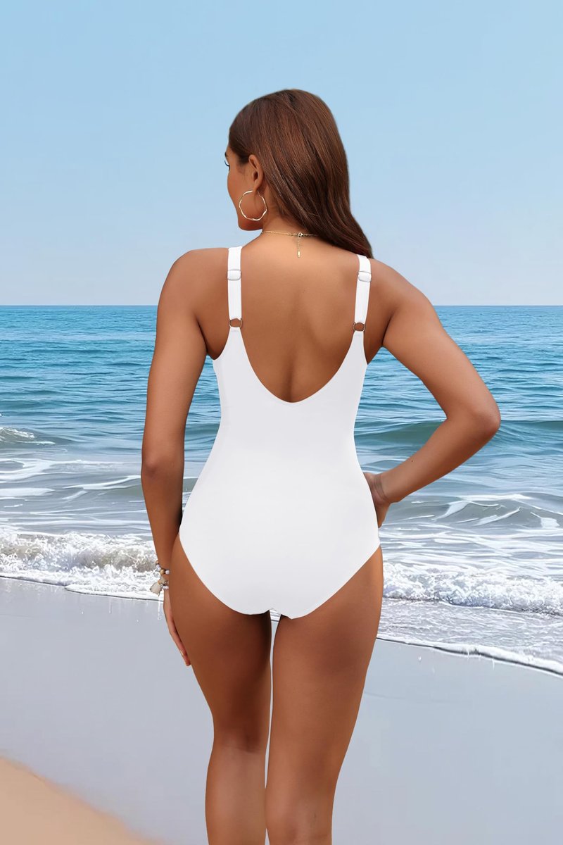 Holipick White Women Tummy Control One Piece Swimsuit - Push Up Bathing Suit Full Coverage Slimming Swimwear XS