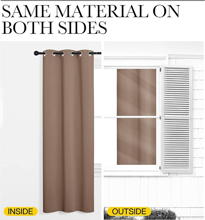 NICETOWN Short Window Curtains and Drapes, 42 by 78 Inch, Cappuccino, Thermal