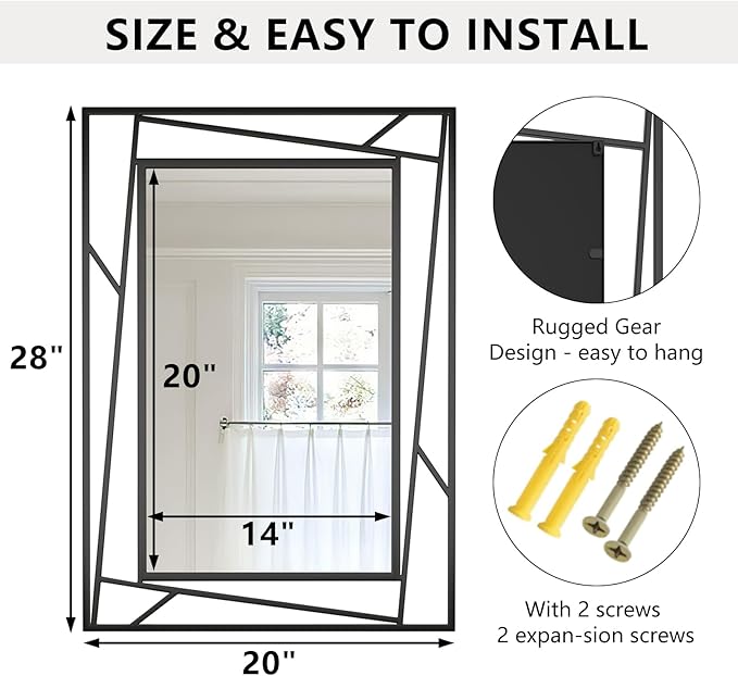 Rectangular Wall Mirror, Hang Horizontally or Vertically