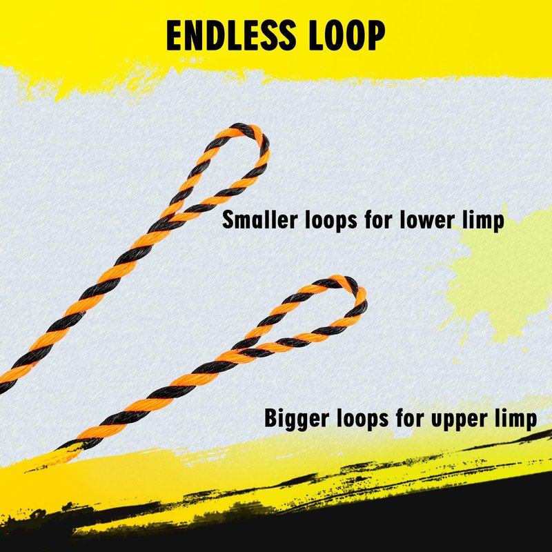 LWANO D97 Flemish Twist Bow String - Handmade Fast Flight Bow String Replacement Bowstring for Traditional Longbow Recurve Bow (Black+Orange, AMO 62"(Actual Length 59"))