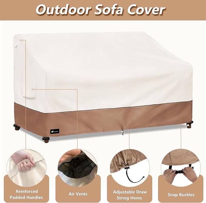 Outdoor Couch Cover for Patio Furniture - Heavy Duty Waterpoof All-Weather 3-Seater Patio Sofa Cover, 79"x38"x35" (Beige)
