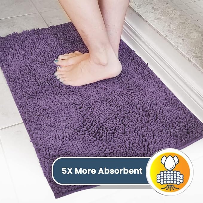 Muddy Mat® | Super Water Absorbent Door Mat Indoor, Microfiber Quick Dry Chenille Entryway Rug, Slip Resistant Front Door Mat, Indoor Mats for Entryway, Machine Washable Pet Rug, Lavender 2ft x 3ft