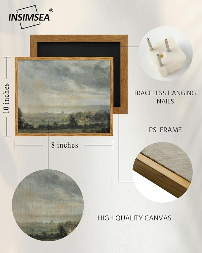 InSimSea Framed Canvas Wall Art, Vintage Decor - Classical Scenery, Vast Grassland Painting - Living Room, Bedroom, Bathroom Wall Decor - 8"x10"