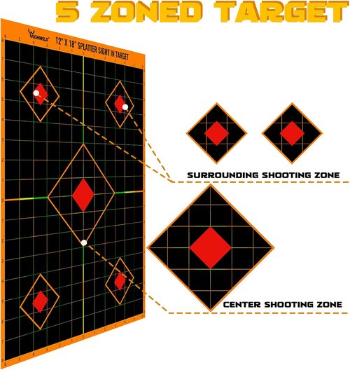 Highwild Sight in Splatter Paper Targets - Splash Effect of Multiple Colors - 12x18 Inch