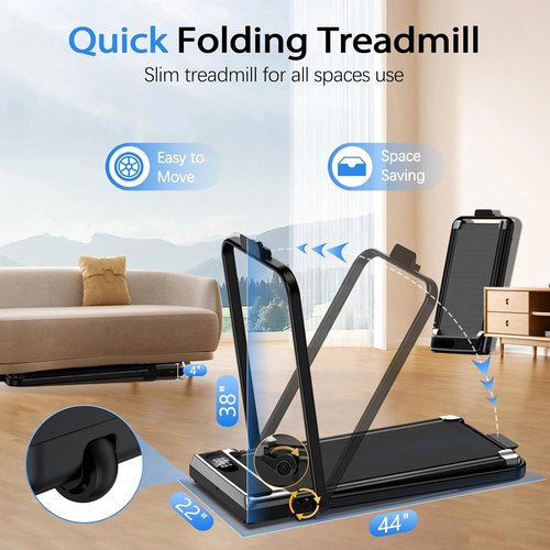 AoraPulse Portable Folding Treadmill - Compact Electric Walking & Running Machine | 300 LBS Capacity, LED Display