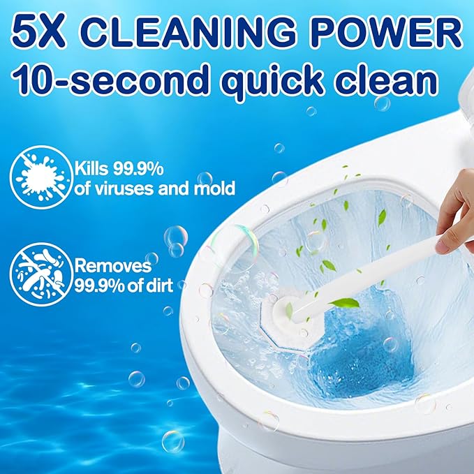 40 Count Disposable Toilet Wand Refills for Clorox Toilet Wand Refills, 5X Cleaning Power Scrubber Refill, Bathroom Cleaning Supplies, No Falling Apart, Fresh Fragrance
