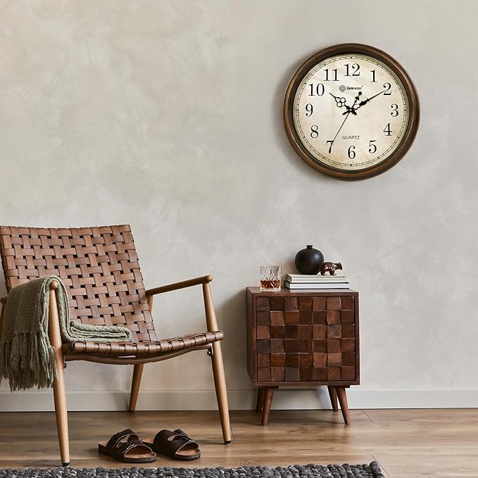 Geevon Retro Silent 18 Inch Wall Clock Non Ticking, Vintage Clock Quartz