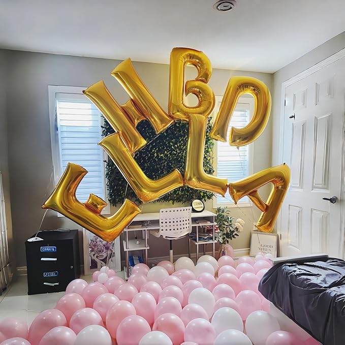 Giant X Alphabet Balloon Letters, Gold Self Inflating Custom Letter Balloons Birthday Decor, 40 Inch Helium Mylar Foil Name Word Balloons for Girls Men Anniversary Party Graduation Decoration Supplies