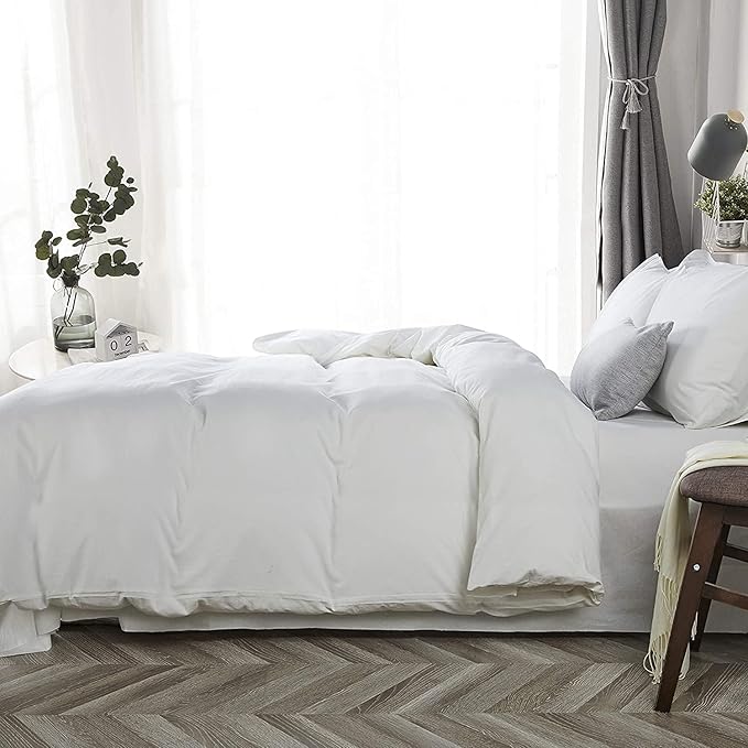1000 Thread Count Super King Duvet Cover Set 100% Egyptian Cotton, True Luxury Hotel Quality Quilt Comforter Cover with Zipper Closure (White)